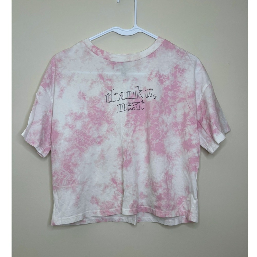 Ariana Grande H&M Divided Thank U Next Pink Tie Dye‎ Graphic Crop Top Tee XS